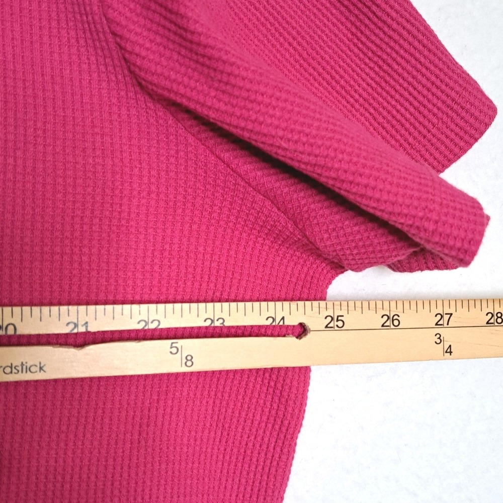 Woman Within Henley Top Womens 22/24 Pink Waffle Knit Short Sleeve Button Neck - Picture 12 of 13
